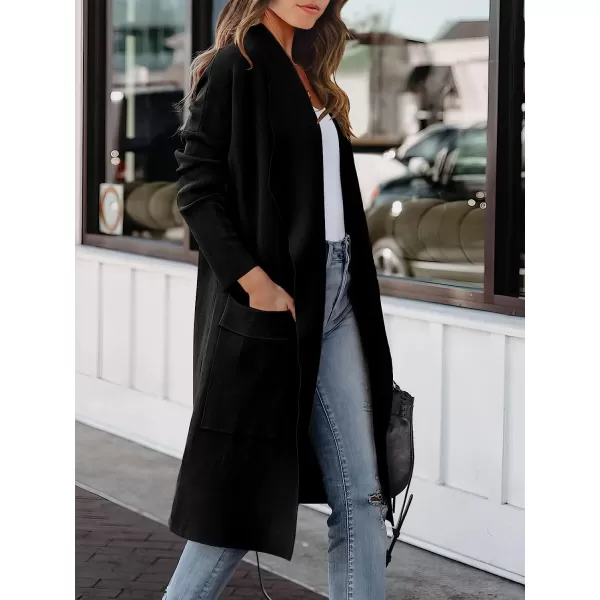 imageANRABESS Womens Casual Long Sleeve Draped Open Front Knit Pockets Long Cardigan Jackets SweaterBlack