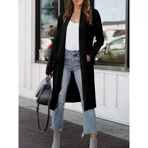 imageANRABESS Womens Casual Long Sleeve Draped Open Front Knit Pockets Long Cardigan Jackets SweaterBlack