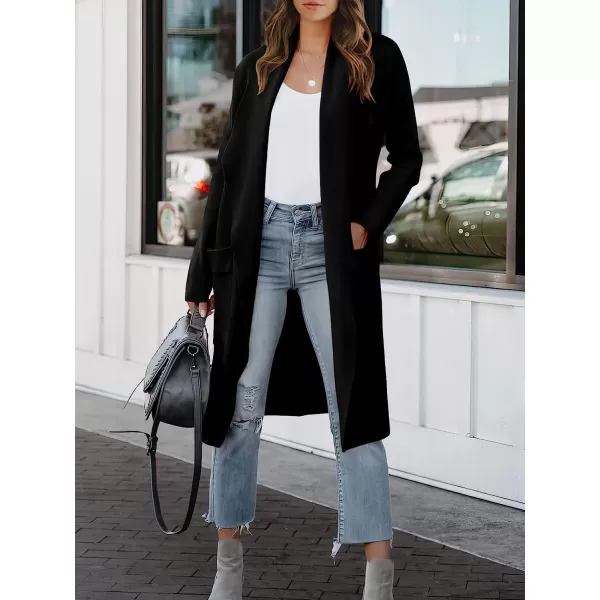 imageANRABESS Womens Casual Long Sleeve Draped Open Front Knit Pockets Long Cardigan Jackets SweaterBlack