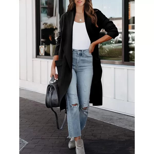 imageANRABESS Womens Casual Long Sleeve Draped Open Front Knit Pockets Long Cardigan Jackets SweaterBlack