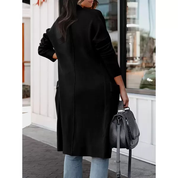 imageANRABESS Womens Casual Long Sleeve Draped Open Front Knit Pockets Long Cardigan Jackets SweaterBlack