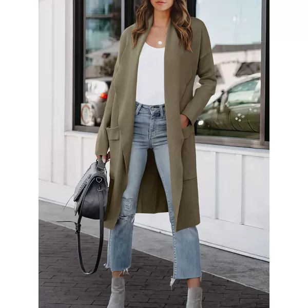 imageANRABESS Womens Casual Long Sleeve Draped Open Front Knit Pockets Long Cardigan Jackets SweaterBrown