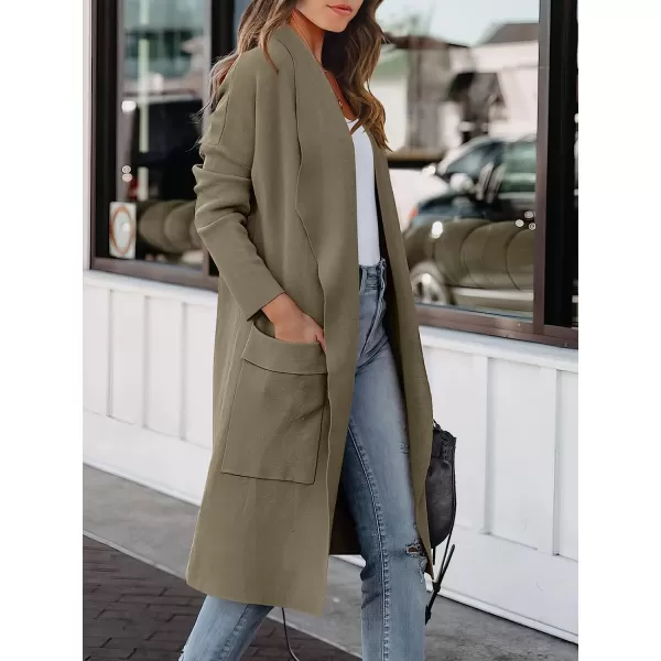 imageANRABESS Womens Casual Long Sleeve Draped Open Front Knit Pockets Long Cardigan Jackets SweaterBrown