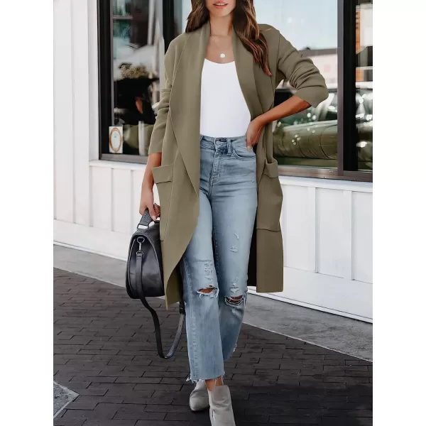 imageANRABESS Womens Casual Long Sleeve Draped Open Front Knit Pockets Long Cardigan Jackets SweaterBrown