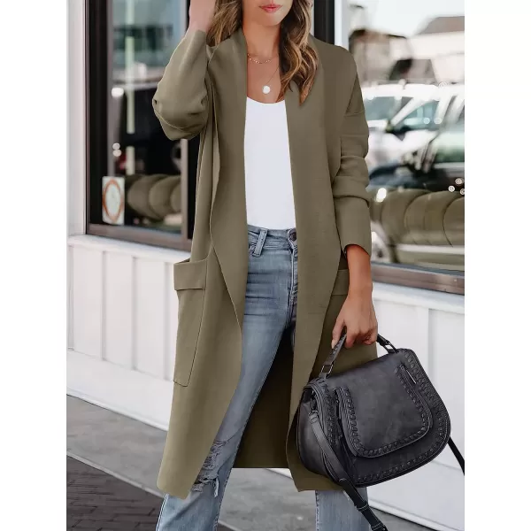 imageANRABESS Womens Casual Long Sleeve Draped Open Front Knit Pockets Long Cardigan Jackets SweaterBrown