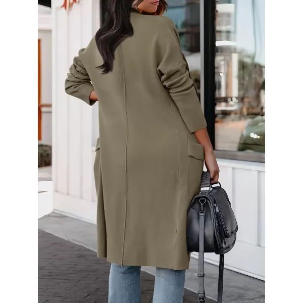 imageANRABESS Womens Casual Long Sleeve Draped Open Front Knit Pockets Long Cardigan Jackets SweaterBrown