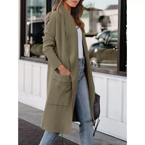 imageANRABESS Womens Casual Long Sleeve Draped Open Front Knit Pockets Long Cardigan Jackets SweaterBrown