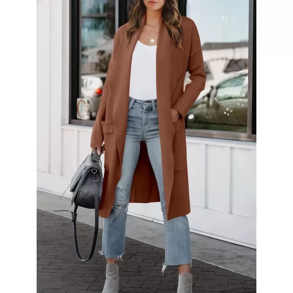 imageANRABESS Womens Casual Long Sleeve Draped Open Front Knit Pockets Long Cardigan Jackets SweaterCoffee