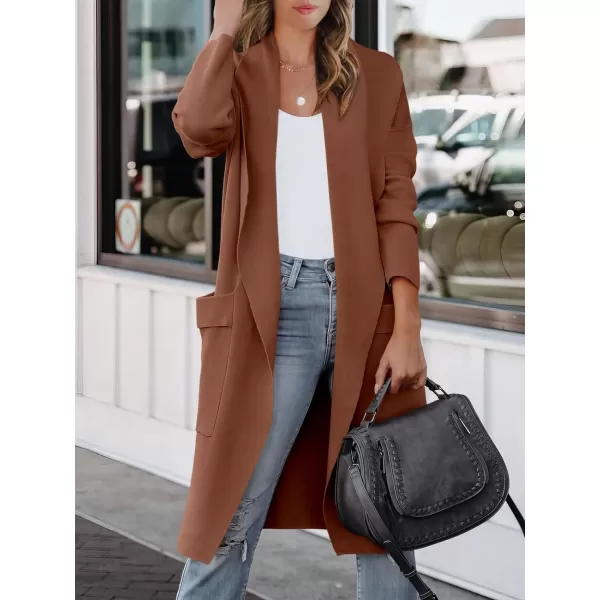 imageANRABESS Womens Casual Long Sleeve Draped Open Front Knit Pockets Long Cardigan Jackets SweaterCoffee