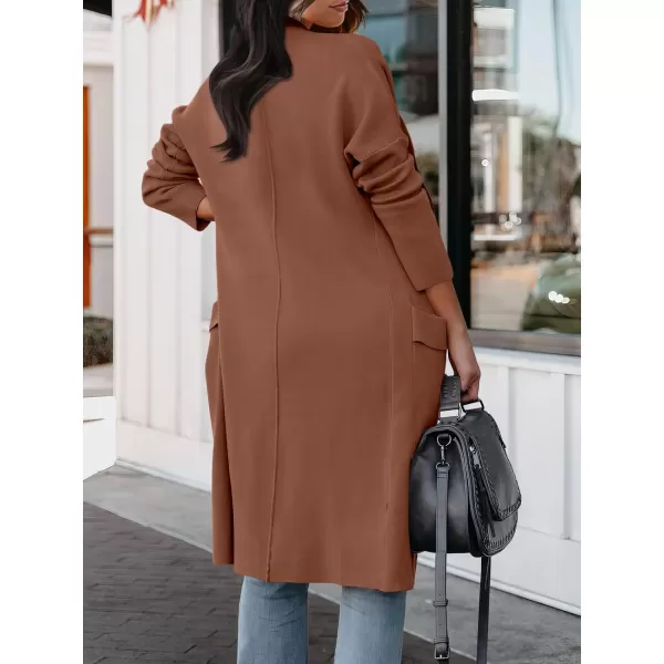 imageANRABESS Womens Casual Long Sleeve Draped Open Front Knit Pockets Long Cardigan Jackets SweaterCoffee
