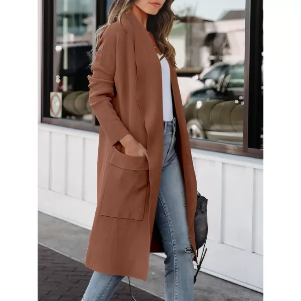 imageANRABESS Womens Casual Long Sleeve Draped Open Front Knit Pockets Long Cardigan Jackets SweaterCoffee