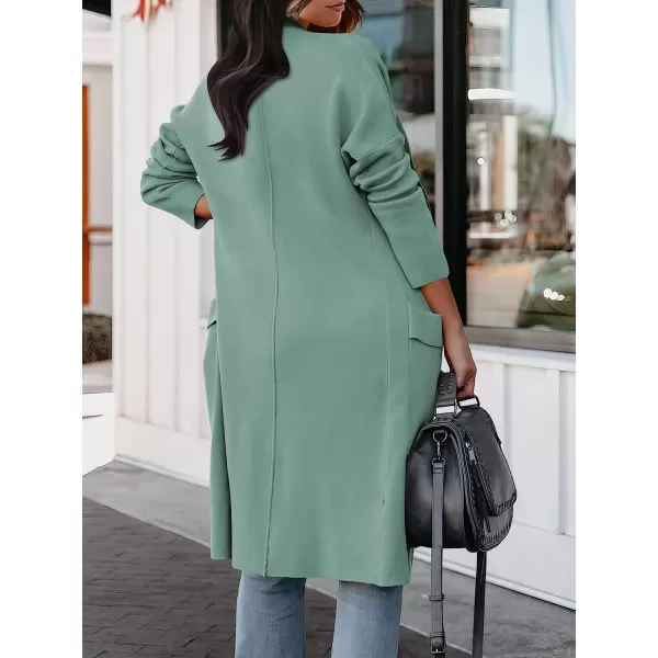 imageANRABESS Womens Casual Long Sleeve Draped Open Front Knit Pockets Long Cardigan Jackets SweaterGray Green