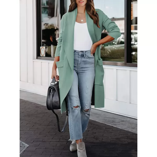 imageANRABESS Womens Casual Long Sleeve Draped Open Front Knit Pockets Long Cardigan Jackets SweaterGray Green