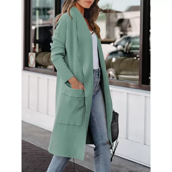 imageANRABESS Womens Casual Long Sleeve Draped Open Front Knit Pockets Long Cardigan Jackets SweaterGray Green