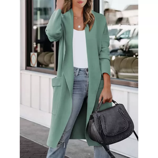 imageANRABESS Womens Casual Long Sleeve Draped Open Front Knit Pockets Long Cardigan Jackets SweaterGray Green