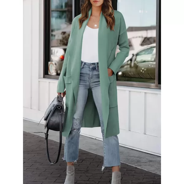 imageANRABESS Womens Casual Long Sleeve Draped Open Front Knit Pockets Long Cardigan Jackets SweaterGray Green