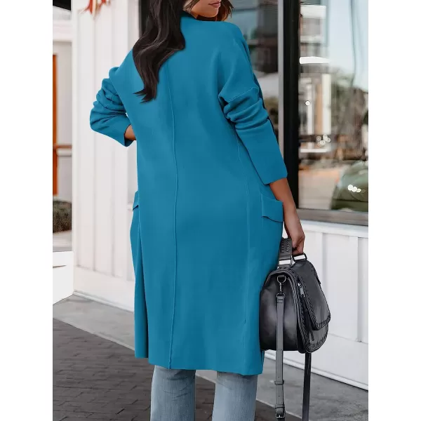 imageANRABESS Womens Casual Long Sleeve Draped Open Front Knit Pockets Long Cardigan Jackets SweaterLake