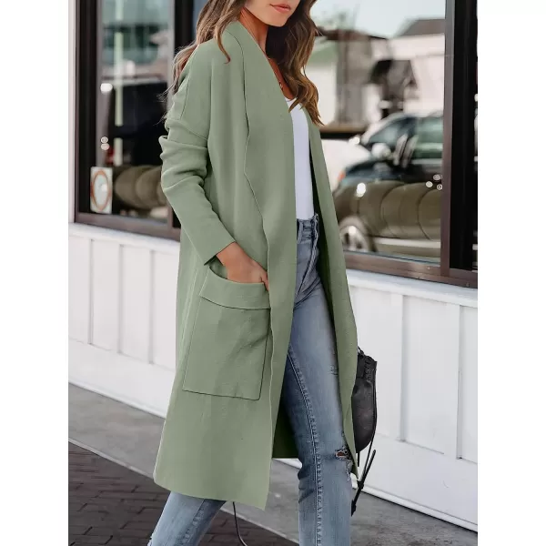 imageANRABESS Womens Casual Long Sleeve Draped Open Front Knit Pockets Long Cardigan Jackets SweaterOlive