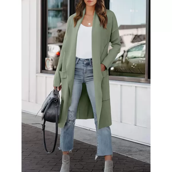 imageANRABESS Womens Casual Long Sleeve Draped Open Front Knit Pockets Long Cardigan Jackets SweaterOlive
