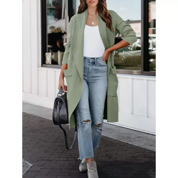 imageANRABESS Womens Casual Long Sleeve Draped Open Front Knit Pockets Long Cardigan Jackets SweaterOlive