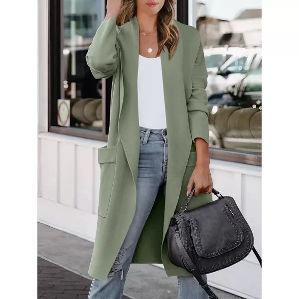 imageANRABESS Womens Casual Long Sleeve Draped Open Front Knit Pockets Long Cardigan Jackets SweaterOlive