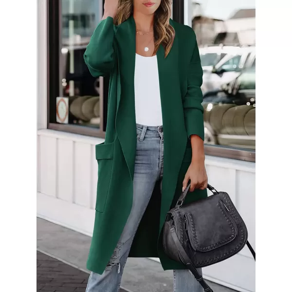 imageANRABESS Womens Casual Long Sleeve Draped Open Front Knit Pockets Long Cardigan Jackets SweaterOpal Green