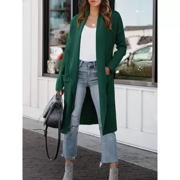 imageANRABESS Womens Casual Long Sleeve Draped Open Front Knit Pockets Long Cardigan Jackets SweaterOpal Green