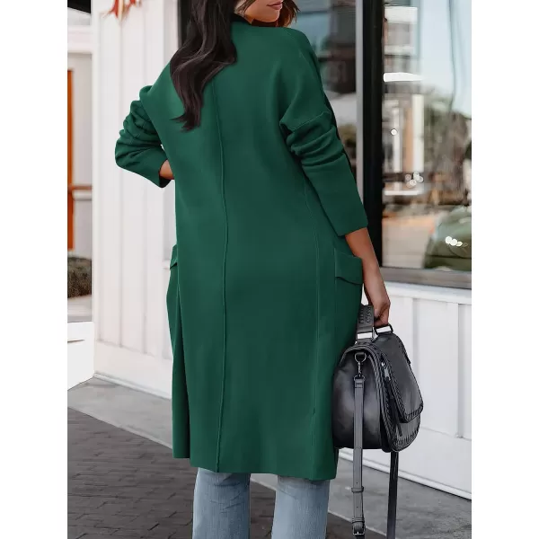 imageANRABESS Womens Casual Long Sleeve Draped Open Front Knit Pockets Long Cardigan Jackets SweaterOpal Green