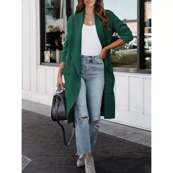 imageANRABESS Womens Casual Long Sleeve Draped Open Front Knit Pockets Long Cardigan Jackets SweaterOpal Green