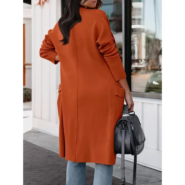 imageANRABESS Womens Casual Long Sleeve Draped Open Front Knit Pockets Long Cardigan Jackets SweaterOrange