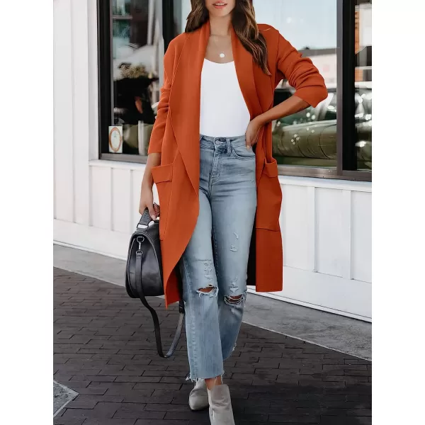 imageANRABESS Womens Casual Long Sleeve Draped Open Front Knit Pockets Long Cardigan Jackets SweaterOrange