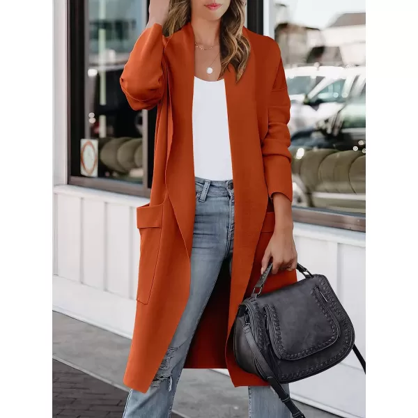 imageANRABESS Womens Casual Long Sleeve Draped Open Front Knit Pockets Long Cardigan Jackets SweaterOrange