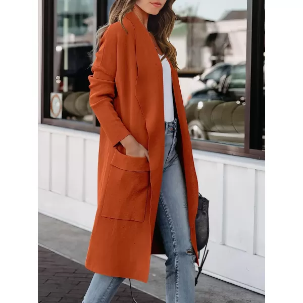 imageANRABESS Womens Casual Long Sleeve Draped Open Front Knit Pockets Long Cardigan Jackets SweaterOrange