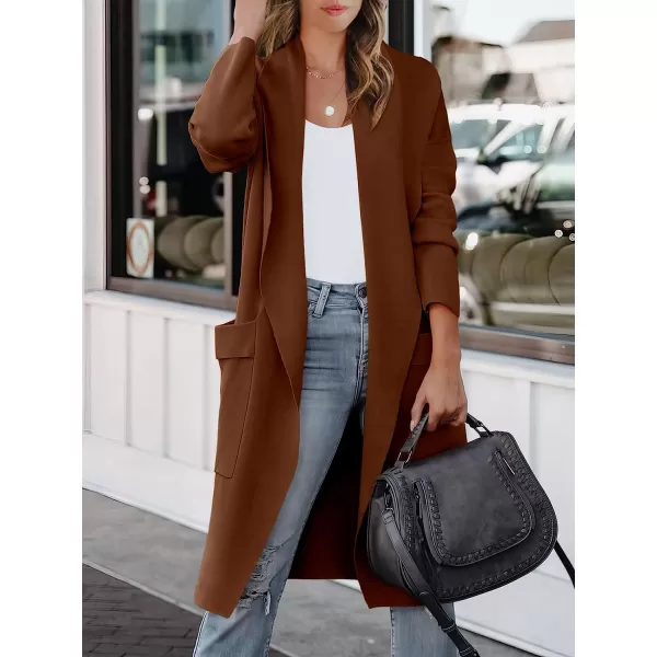 imageANRABESS Womens Casual Long Sleeve Draped Open Front Knit Pockets Long Cardigan Jackets SweaterOrange Brown
