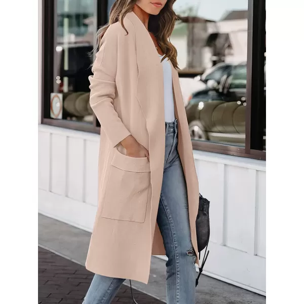 imageANRABESS Womens Casual Long Sleeve Draped Open Front Knit Pockets Long Cardigan Jackets SweaterPink