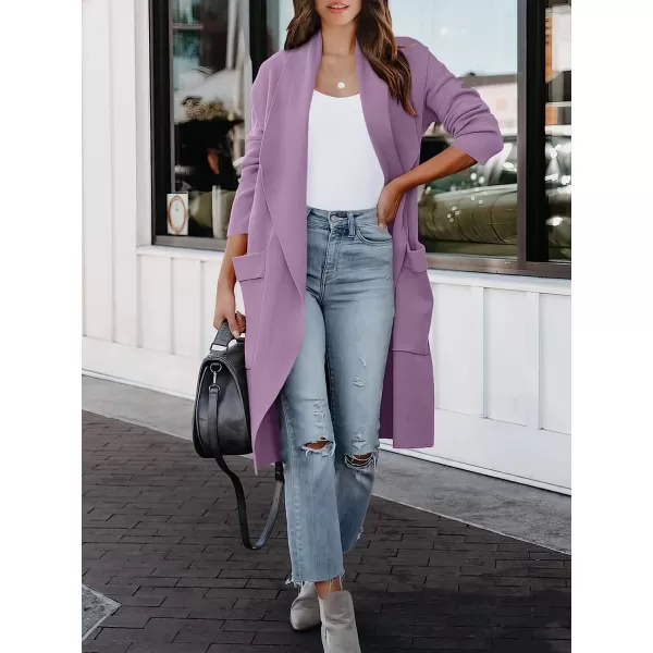 imageANRABESS Womens Casual Long Sleeve Draped Open Front Knit Pockets Long Cardigan Jackets SweaterPurple