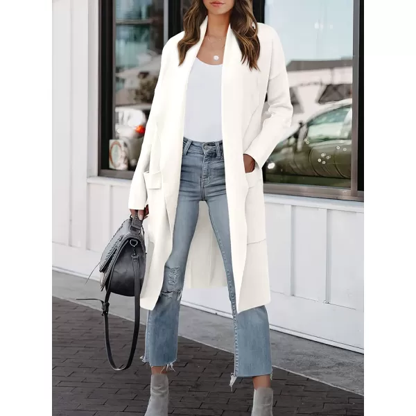 imageANRABESS Womens Casual Long Sleeve Draped Open Front Knit Pockets Long Cardigan Jackets SweaterWhite