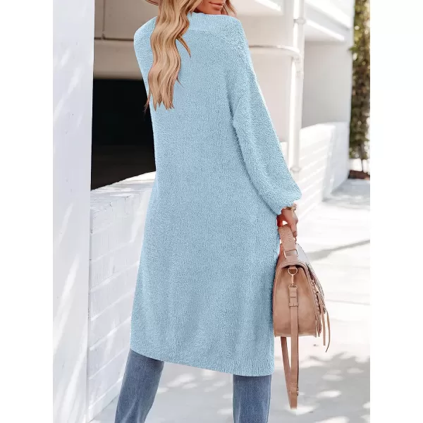 imageANRABESS Womens Casual Long Sleeve Open Front Fuzzy Knit Cardigans Plush Sweater Coat with PocketsBlue