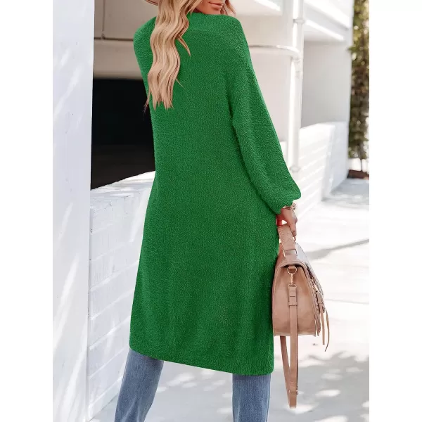 imageANRABESS Womens Casual Long Sleeve Open Front Fuzzy Knit Cardigans Plush Sweater Coat with PocketsGreen