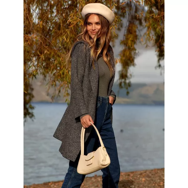 imageANRABESS Womens Casual Long Sleeve Open Front Hooded Cardigan Sweater Oversized Striped Knitted Pockets Jacket CoatsBlackgray