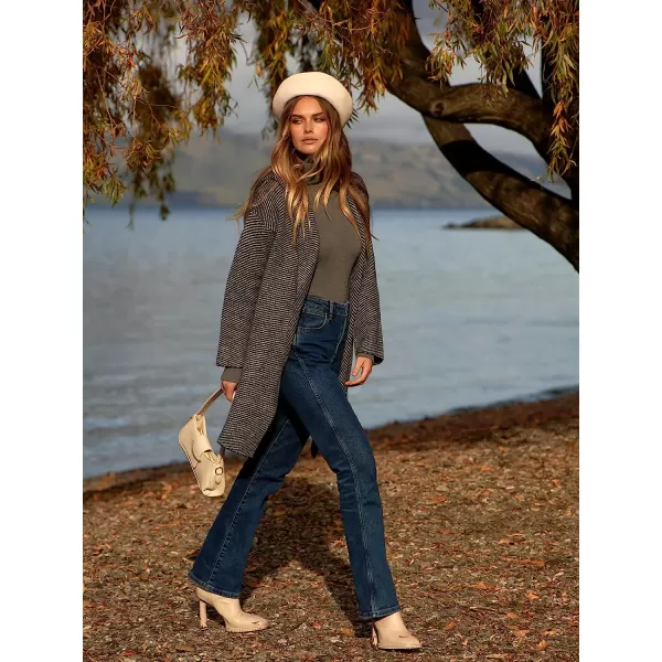 imageANRABESS Womens Casual Long Sleeve Open Front Hooded Cardigan Sweater Oversized Striped Knitted Pockets Jacket CoatsBlackgray