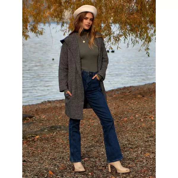 imageANRABESS Womens Casual Long Sleeve Open Front Hooded Cardigan Sweater Oversized Striped Knitted Pockets Jacket CoatsBlackgray