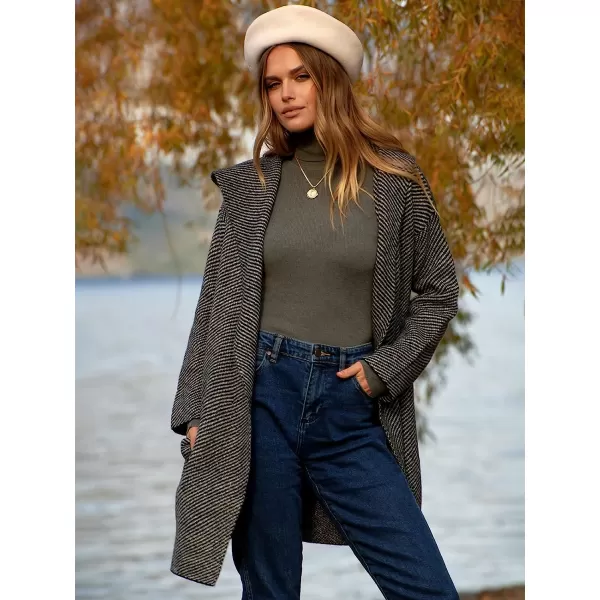 imageANRABESS Womens Casual Long Sleeve Open Front Hooded Cardigan Sweater Oversized Striped Knitted Pockets Jacket CoatsBlackgray