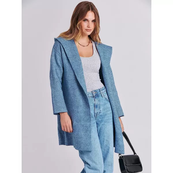 imageANRABESS Womens Casual Long Sleeve Open Front Hooded Cardigan Sweater Oversized Striped Knitted Pockets Jacket CoatsBlue