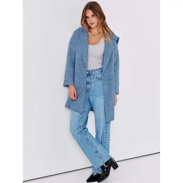 imageANRABESS Womens Casual Long Sleeve Open Front Hooded Cardigan Sweater Oversized Striped Knitted Pockets Jacket CoatsBlue