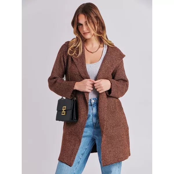 imageANRABESS Womens Casual Long Sleeve Open Front Hooded Cardigan Sweater Oversized Striped Knitted Pockets Jacket CoatsBrown