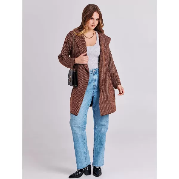 imageANRABESS Womens Casual Long Sleeve Open Front Hooded Cardigan Sweater Oversized Striped Knitted Pockets Jacket CoatsBrown