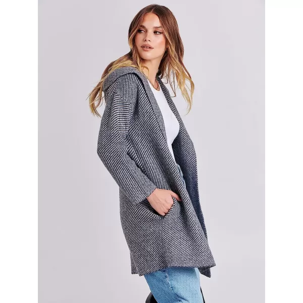 imageANRABESS Womens Casual Long Sleeve Open Front Hooded Cardigan Sweater Oversized Striped Knitted Pockets Jacket CoatsGray