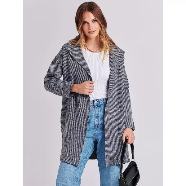 imageANRABESS Womens Casual Long Sleeve Open Front Hooded Cardigan Sweater Oversized Striped Knitted Pockets Jacket CoatsGray