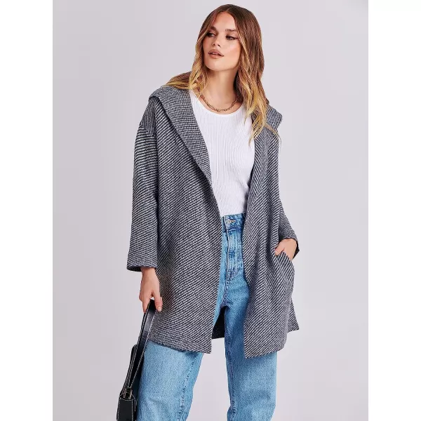 imageANRABESS Womens Casual Long Sleeve Open Front Hooded Cardigan Sweater Oversized Striped Knitted Pockets Jacket CoatsGray